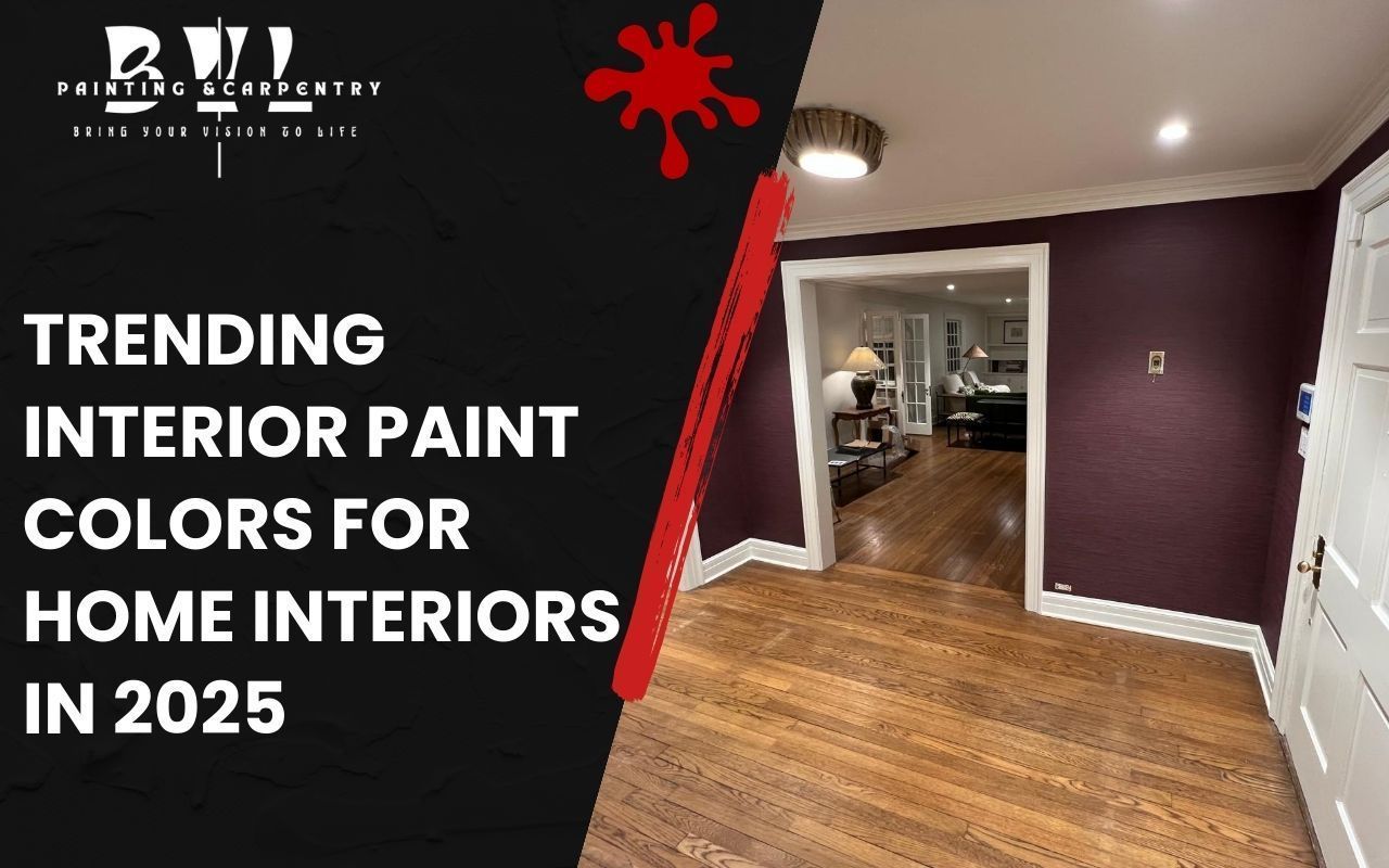 Modern living room with trending interior paint colors in warm tones