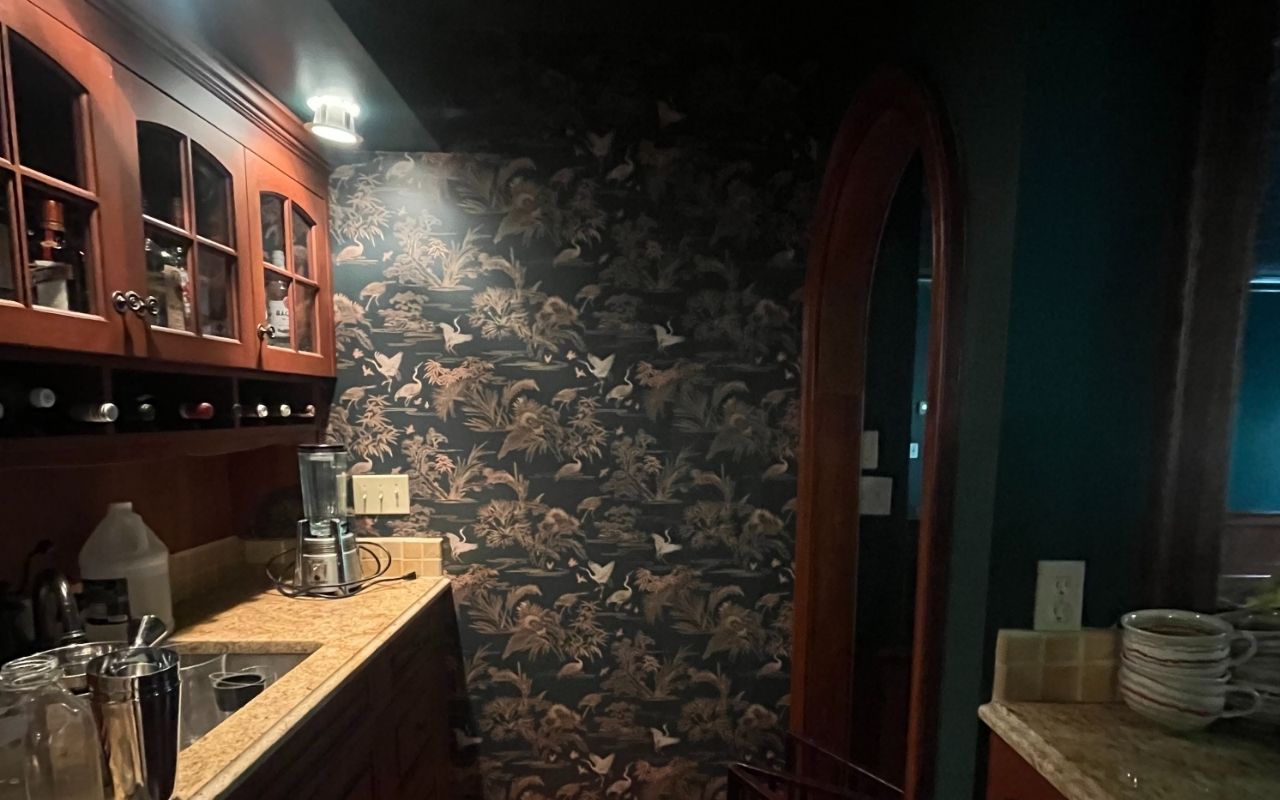 Modern wallpaper installation ideas Ridgefield living room design