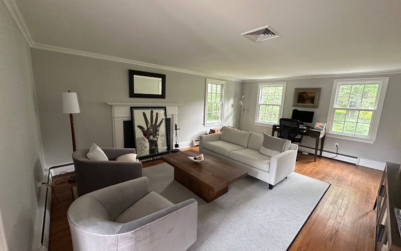 Entryway showcasing modern trim styles Fairfield County with elegant molding