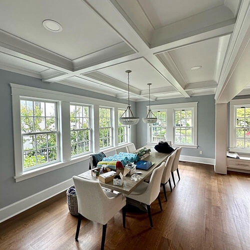 Interior painting in Katonah, NY updating classic living room during elegant home remodeling project.