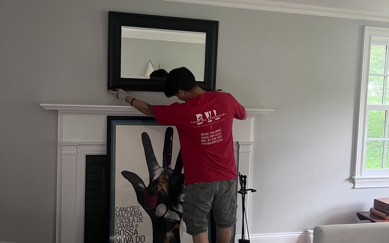 Winter paint colors for Greenwich living room with warm neutrals and soft lighting