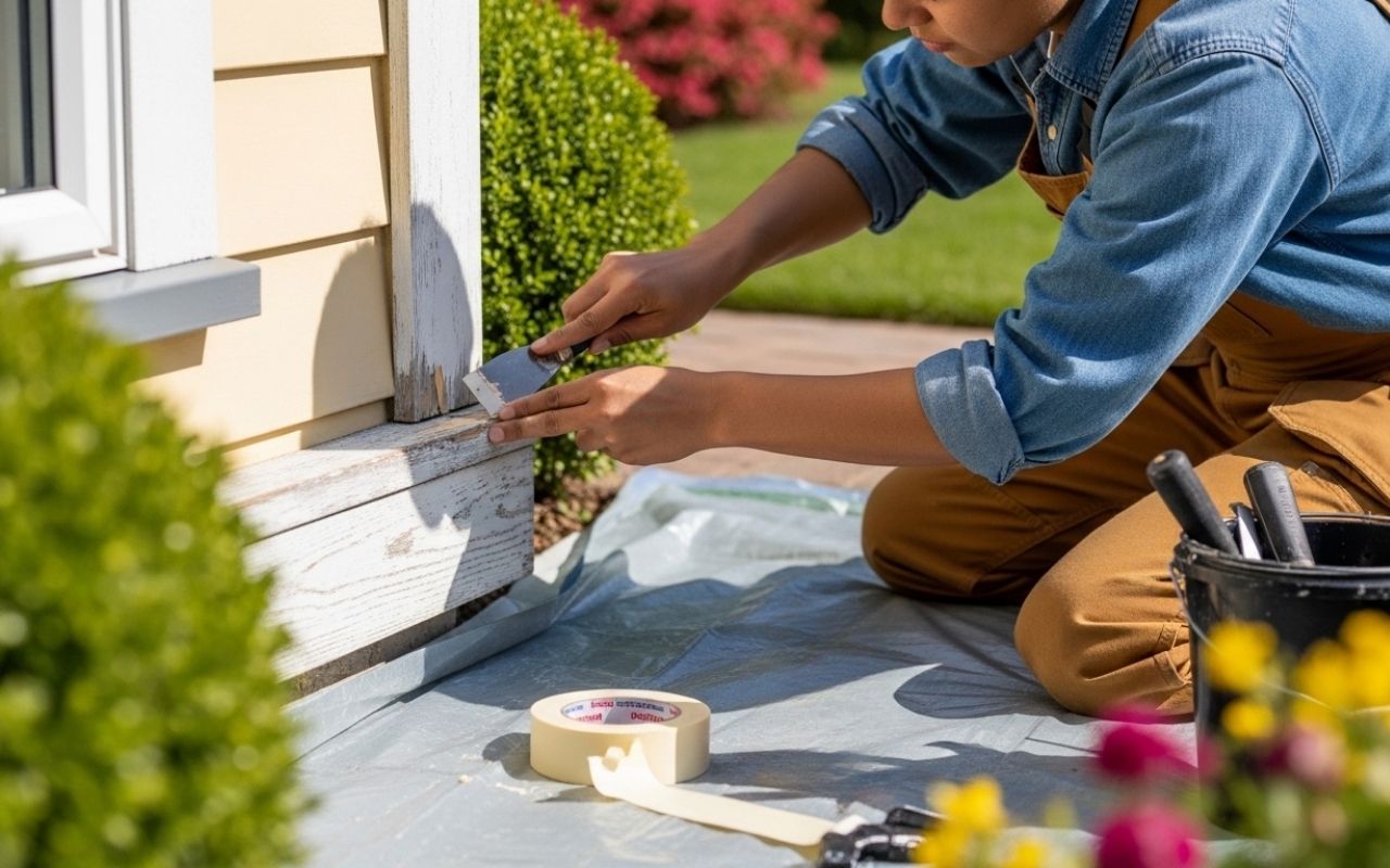 repair wood trim before painting outdoors on home exterior