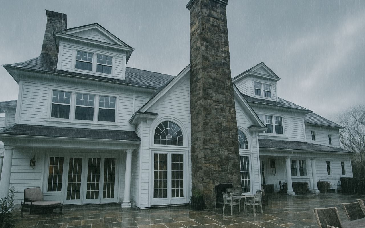 spring rain and exterior paint on a freshly painted home exterior