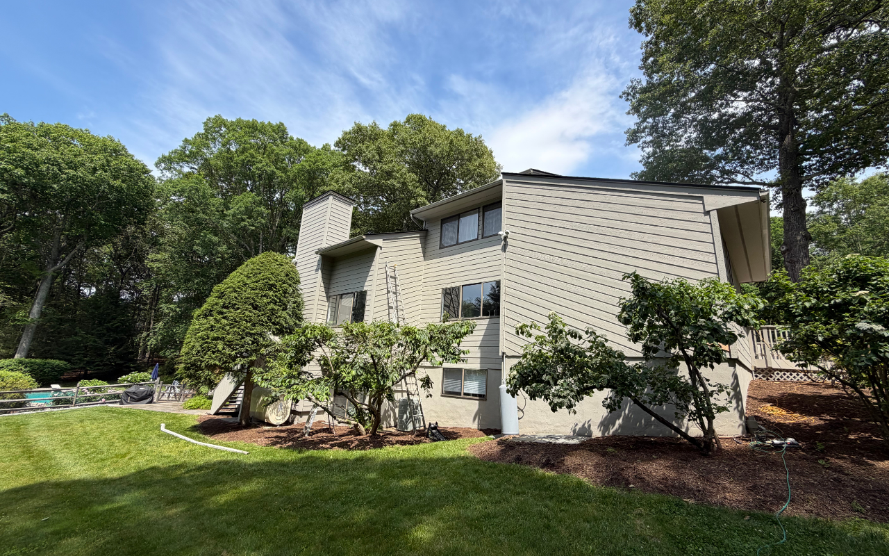 Home exterior protected from paint damage during hot weather