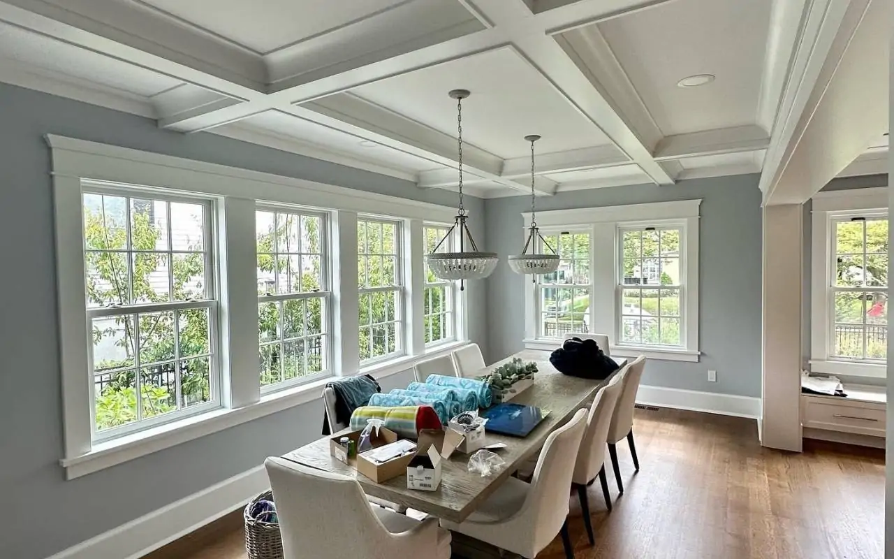 Interior holiday painting Fairfield dining accent wall in satin finish