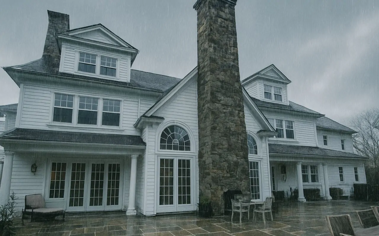 spring rain and exterior paint on a freshly painted home exterior