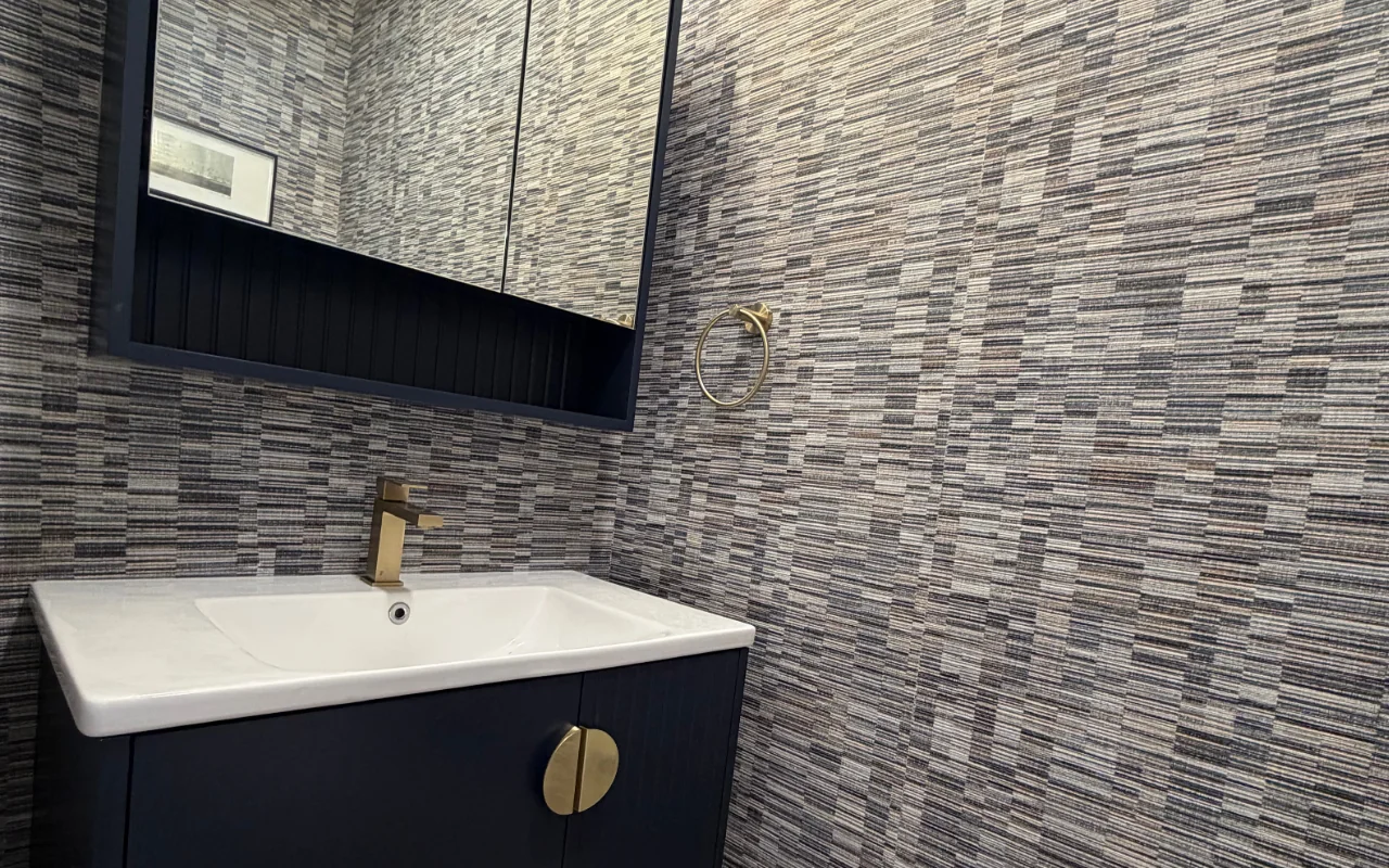 Bathroom wallpaper vs paint comparison for a modern bathroom wall