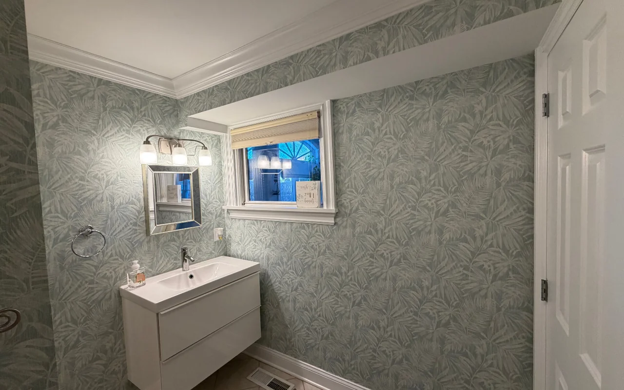 Moisture resistance wallpaper vs paint comparison for a bathroom wall
